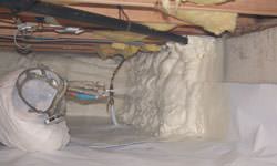 Spray foam insulation in a crawl space in Virden, Saskatchewan and Manitoba
