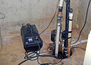 Pedestal sump pump system installed in a home in Indian Head