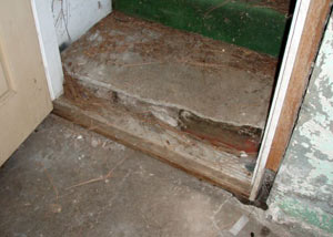A flooded basement in Oxbow where water entered through the hatchway door