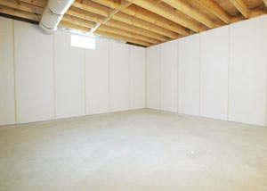 Our ZenWall™ insulated basement wall panels installed in a basement