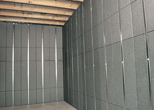 SilverGlo™ insulation and metal studs making up our Basement to Beautiful panels.  Installed in Weyburn.